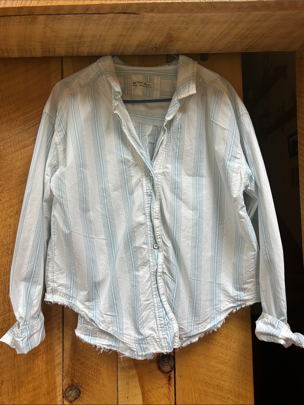Free People Light Blue & White Striped Button-Down Shirt